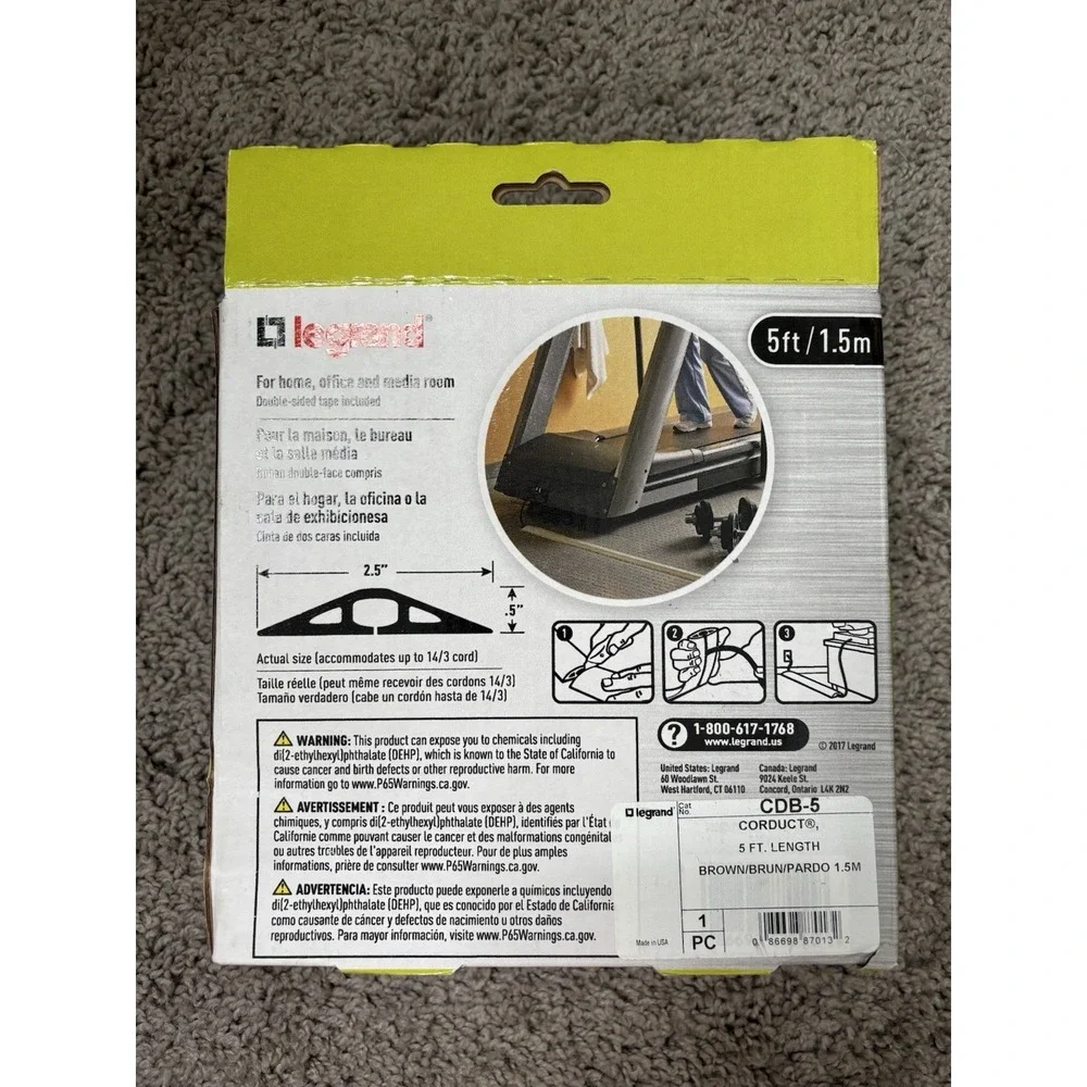 Legrand Corduct‎ Overfloor Cord Protector (Wiremold CDI-5), 5 feet, Brown